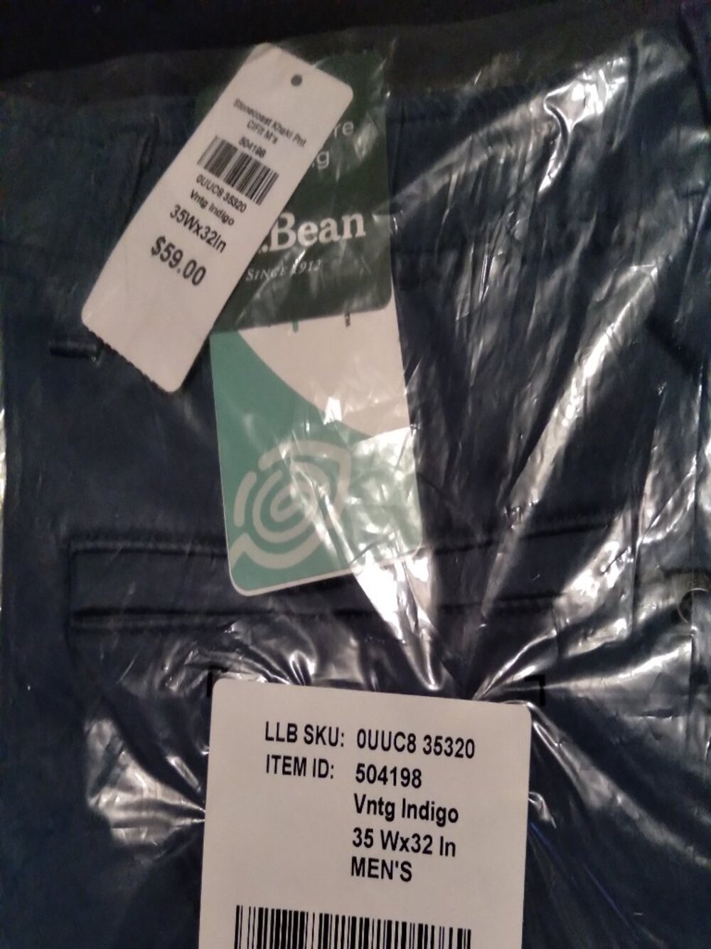 L.L.Bean Men's pants 35w×32l NWT